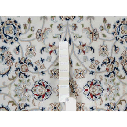 4'9"X6'10" Ivory Nain With Flower Pattern Wool And Silk Hand Knotted Rug
