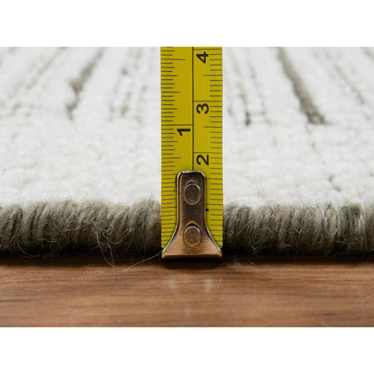 7'9"X7'9" Ivory Natural Wool Round Rug Hand Woven Flat Weave With Pile