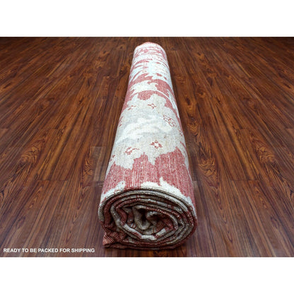 11'9"X14'9" Angora Oushak Hand Knotted Brick Red Soft Wool Oversized Rug