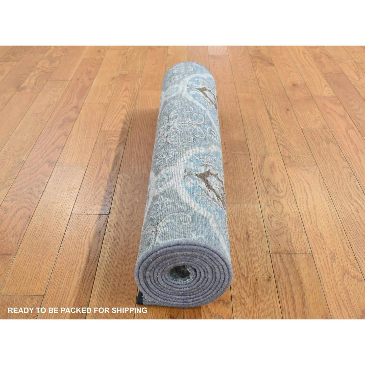 2'7"X9'10" Gray Mughal Design Silk With Wool Hand Knotted Runner Rug