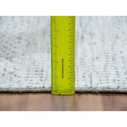 2'6"X8' Repose Gray Hand Knotted Undyed Wool Grass Design Runner Rug