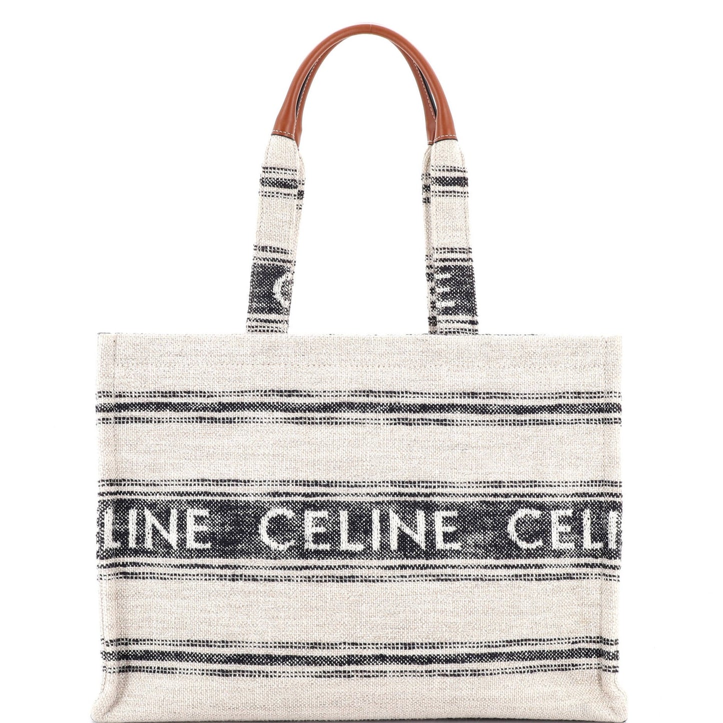 Celine Cabas Thais Tote Striped Jacquard Textile Large