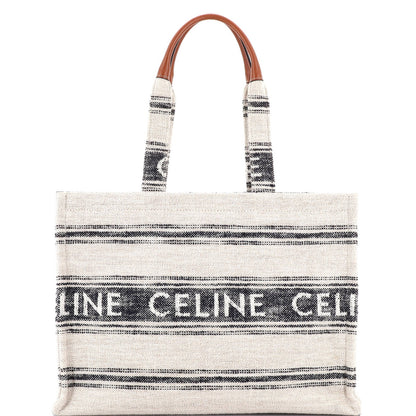Celine Cabas Thais Tote Striped Jacquard Textile Large