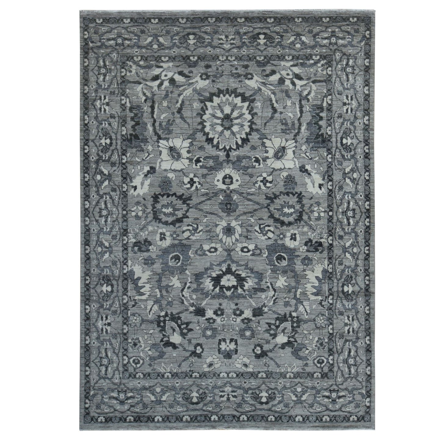 9'1"X12'6" Grey Peshawar With Mahal Design Wool Hand Knotted Rug