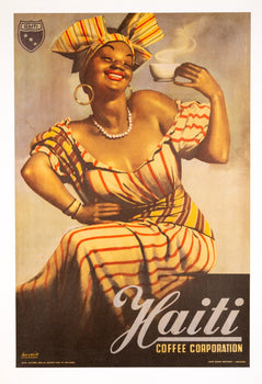 Haiti Coffee Poster  Gino Boccasile Italian Coffee Poster 1950'S