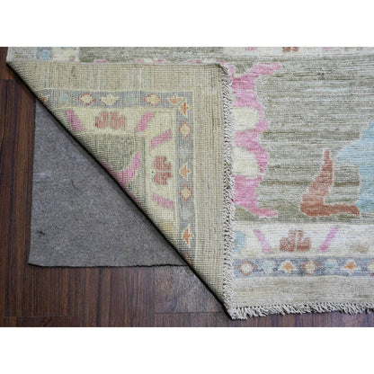 11'10"X15'5" Gray, Wool, Hand Knotted Afghan Angora Oushak, Oversized Rug