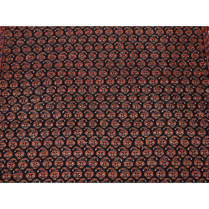 4'4"X6'10" Blue Antique Zoroastrian Hand Knotted Pure Wool Soft Clean Rug
