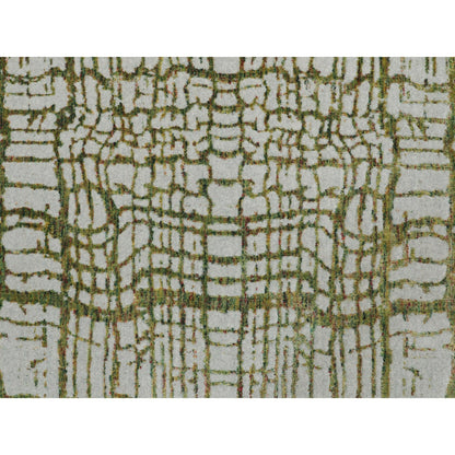 11'9"X14'8" Oversized Green Fine Jacquard Hand Loomed Wool & Art Silk Rug