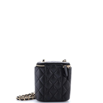 Chanel Vertical Classic Vanity Case With Chain Quilted Caviar Mini
