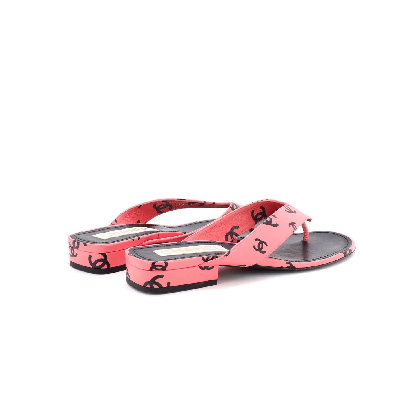 Chanel Women'S Cc Logo Thong Sandals Leather