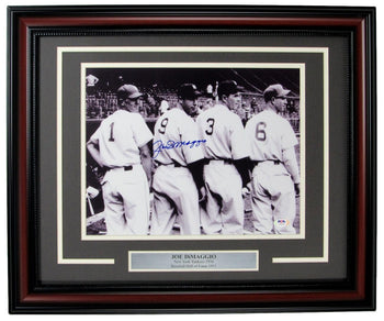 Joe Dimaggio Hof Yankees Signed/Auto 11X14 1936 Photo Framed Psa/Dna 155569