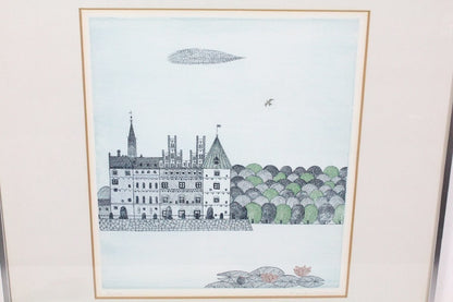 Keiko Minami Castle and Water Lilies Copperplate Etching 73/ 100 Signed