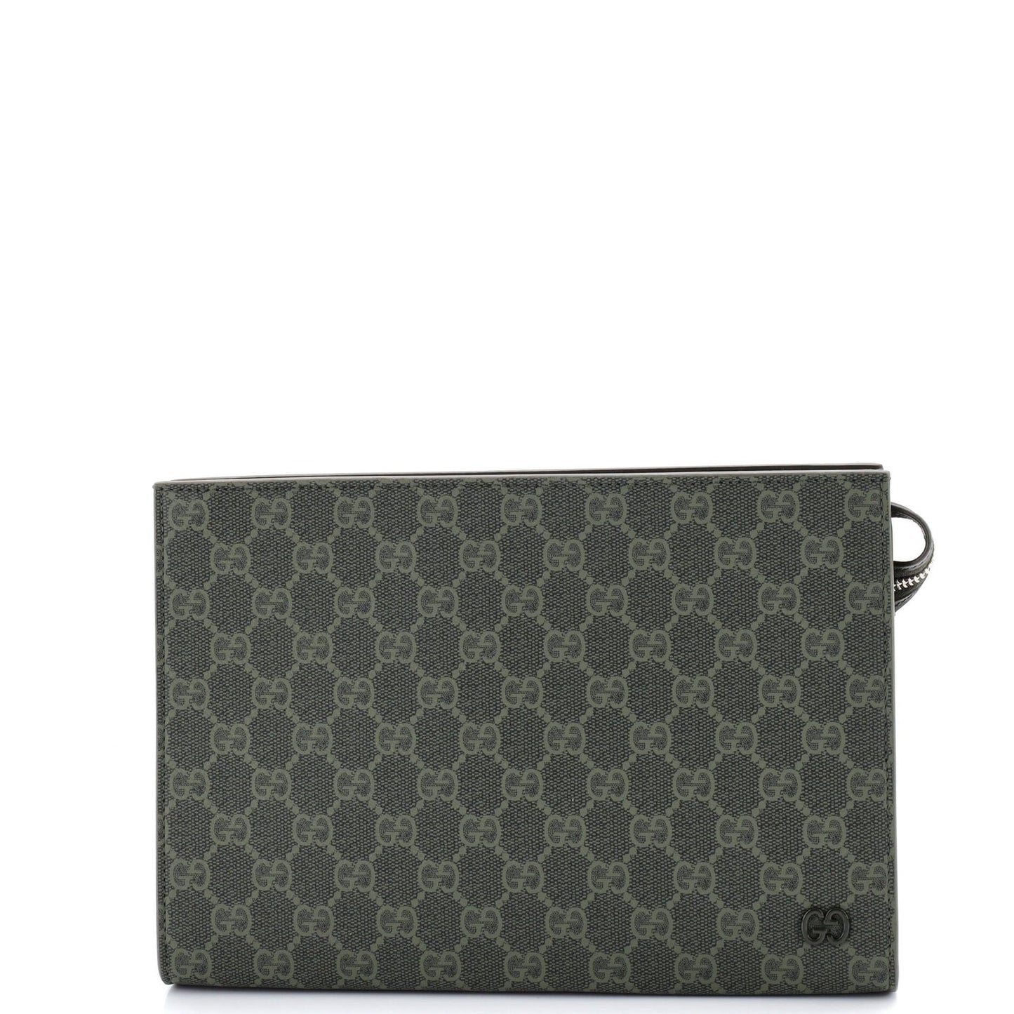 Gucci Wristlet Pouch Bicolor Gg Coated Canvas And Leather Small