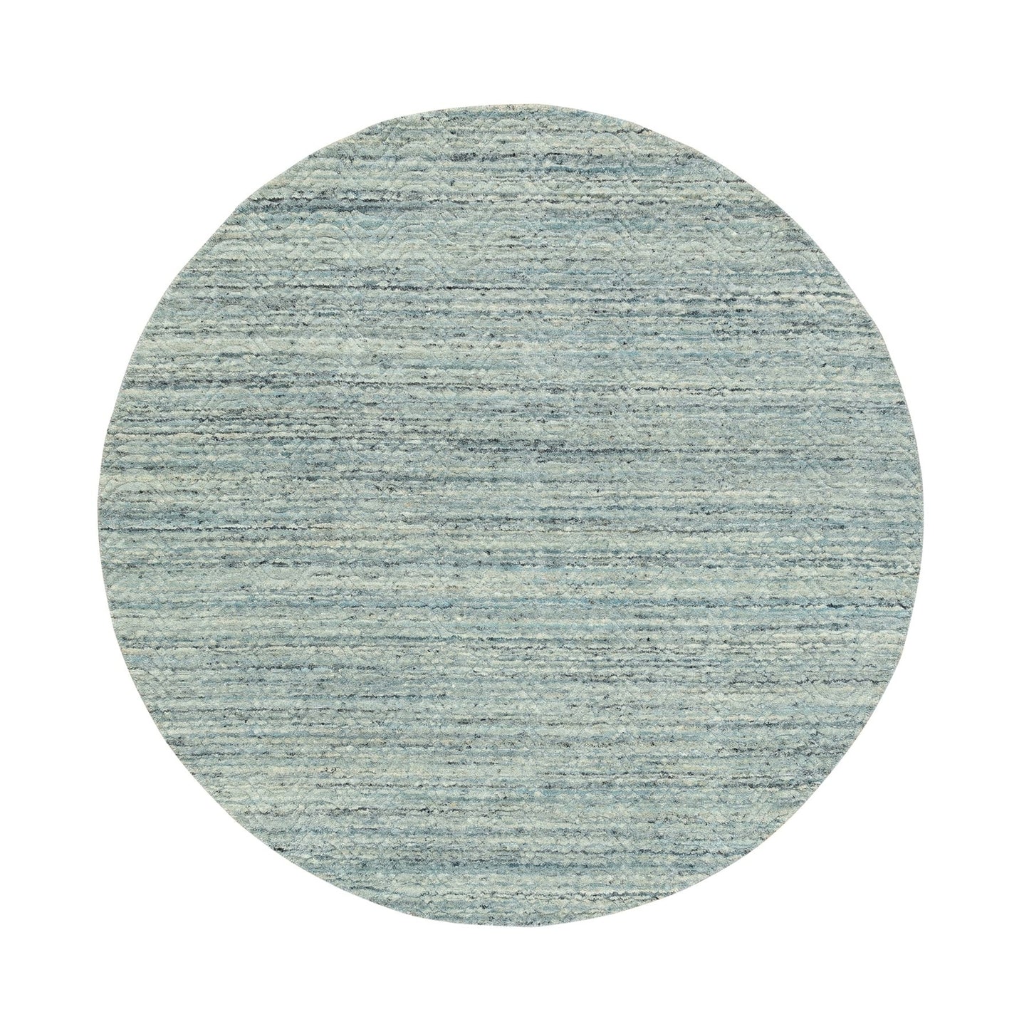 6'X6' Hand Loomed Variegated Text Design Round Wool Modern Oriental Rug