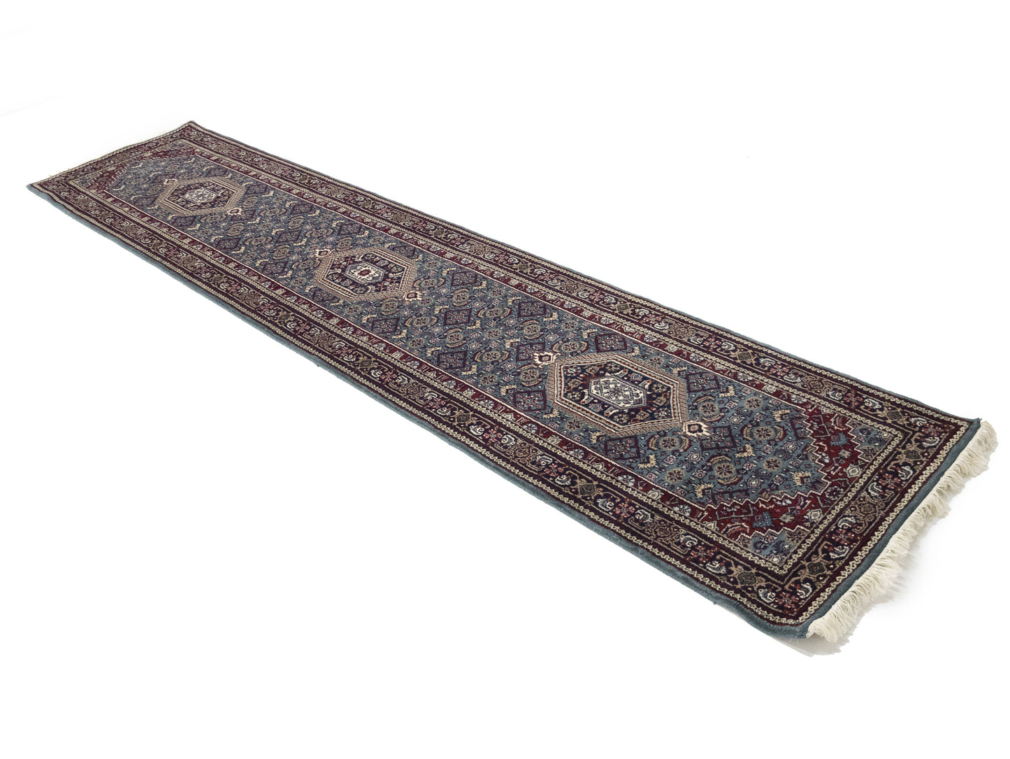 Hand-Knotted Indo-Bidjar Oriental Runner Rug Wool
