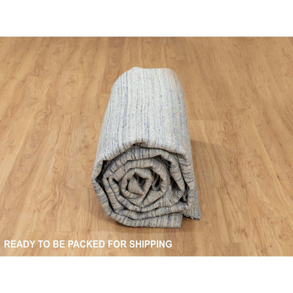 9'X11'10" Blue Hand Loomed Variegated Design Organic Wool Oriental Rug