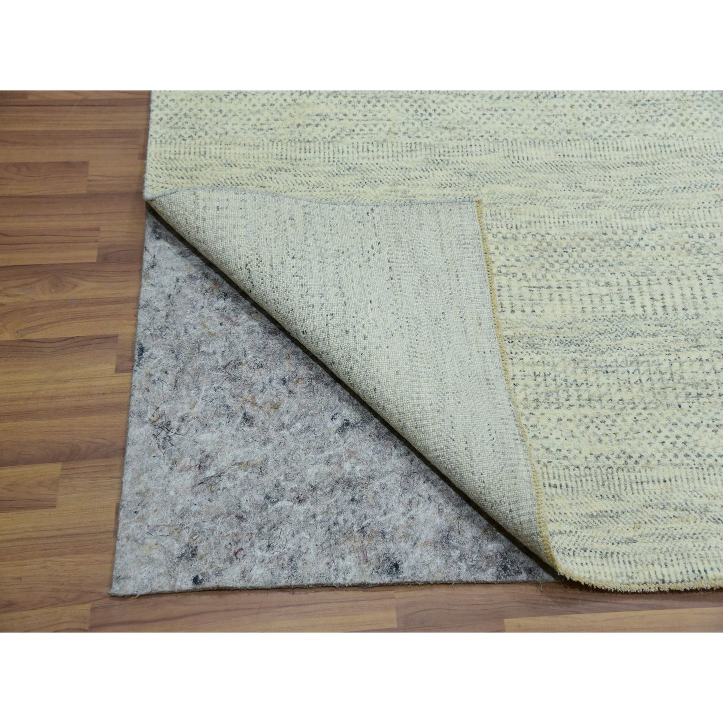 8'1"X9'10" Ivory Modern Grass Hand Knotted Sustainable Textile Wool Rug