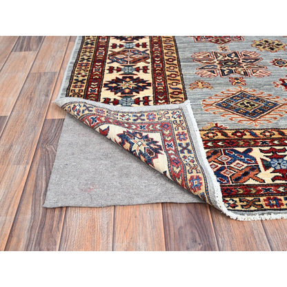 6'X6' Gray Afghan Super Kazak Wool Hand Knotted Oriental Square Rug
