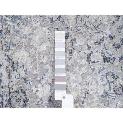 3'2"X4'10"Wool With Pure Silk Hand Knotted Gray Broken Kishoon Design Rug