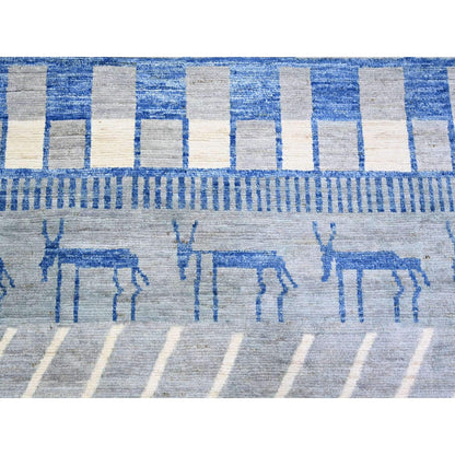 8'9"X11'6" Gray Boujaad Moroccan Berber Design Wool Hand Knotted Rug