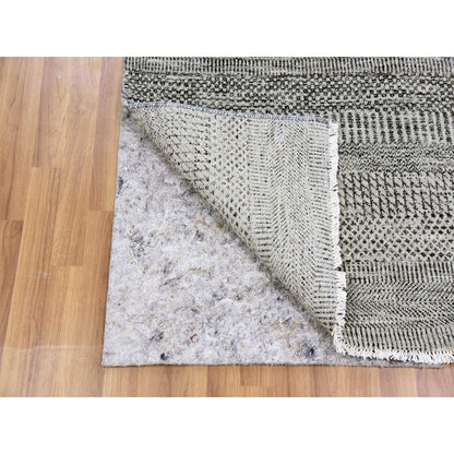 2'5"X4'1" Ice Gray Grass Design Undyed 100% Wool Hand Knotted Rug