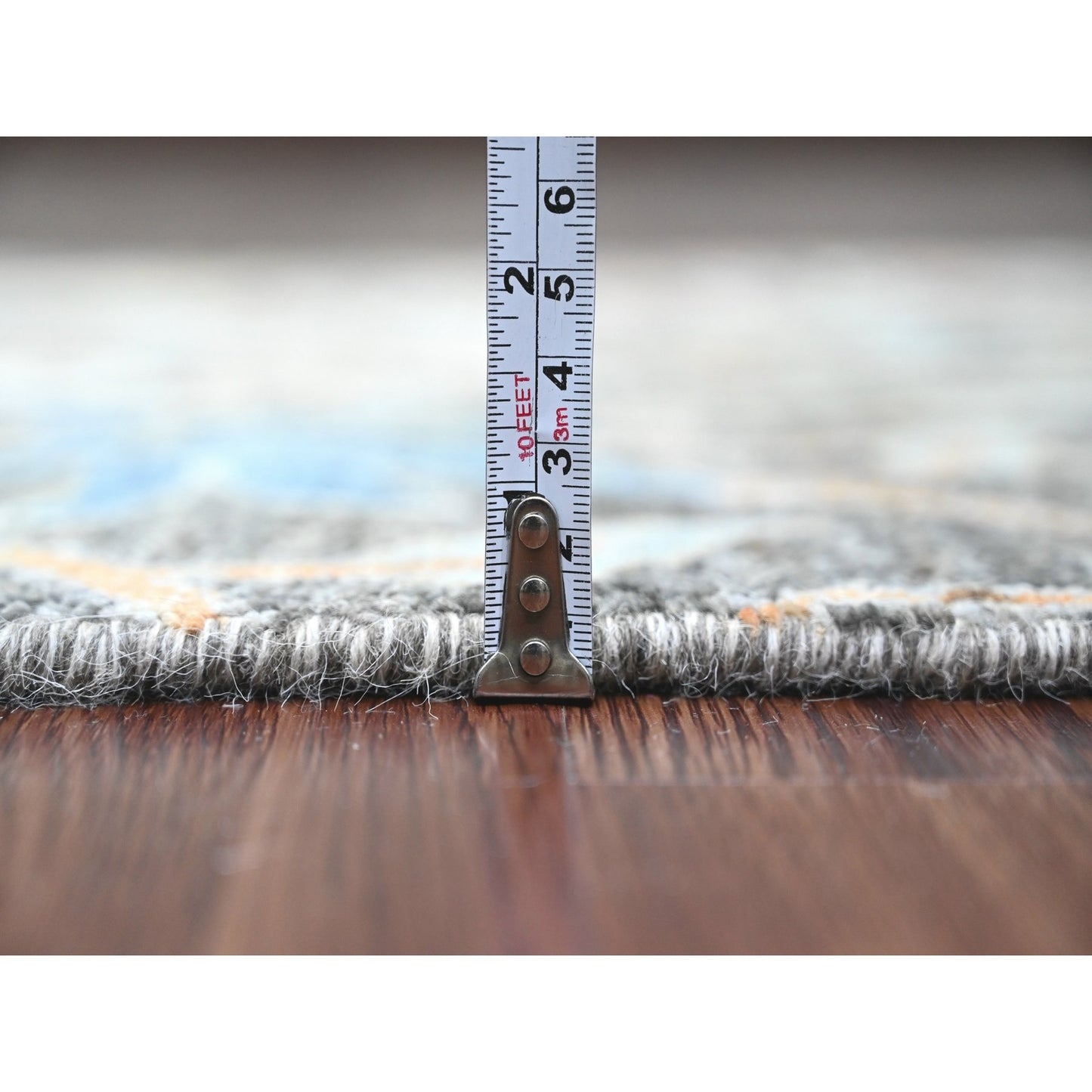 2'7"X23'7" Gray Afghan Peshawar Birds Design Hand Knotted Wool Runner Rug