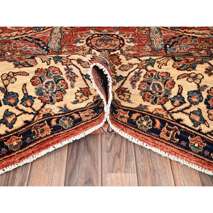 Rug 8'x10'6" Coral Red Aryana Grade Sickle Leaf Design Hand Knotted Wool