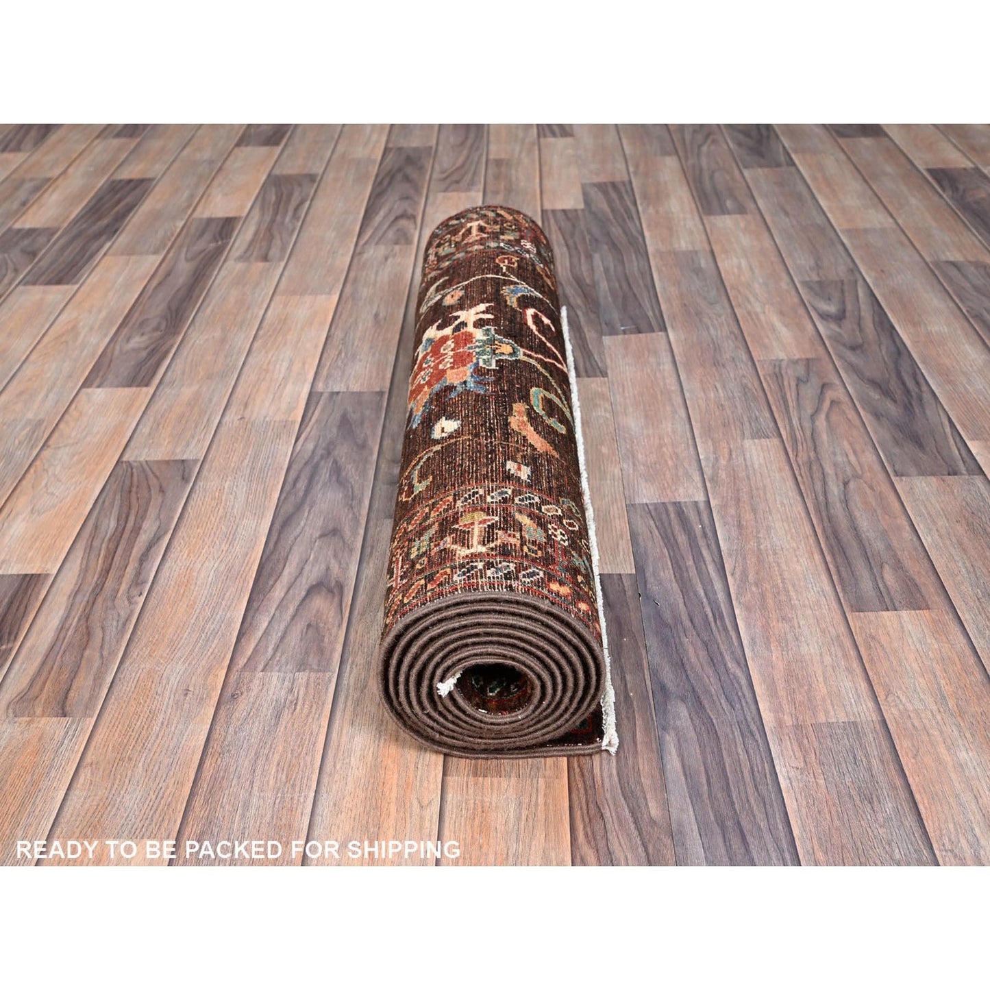 2'8"X8'5" Brown Flower Blossom Design Oriental Afghan Sultani Runner Rug