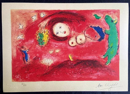 Marc Chagall Lithograph Coa Original Hand-Signed Hand-Numbered Crayon Stamp