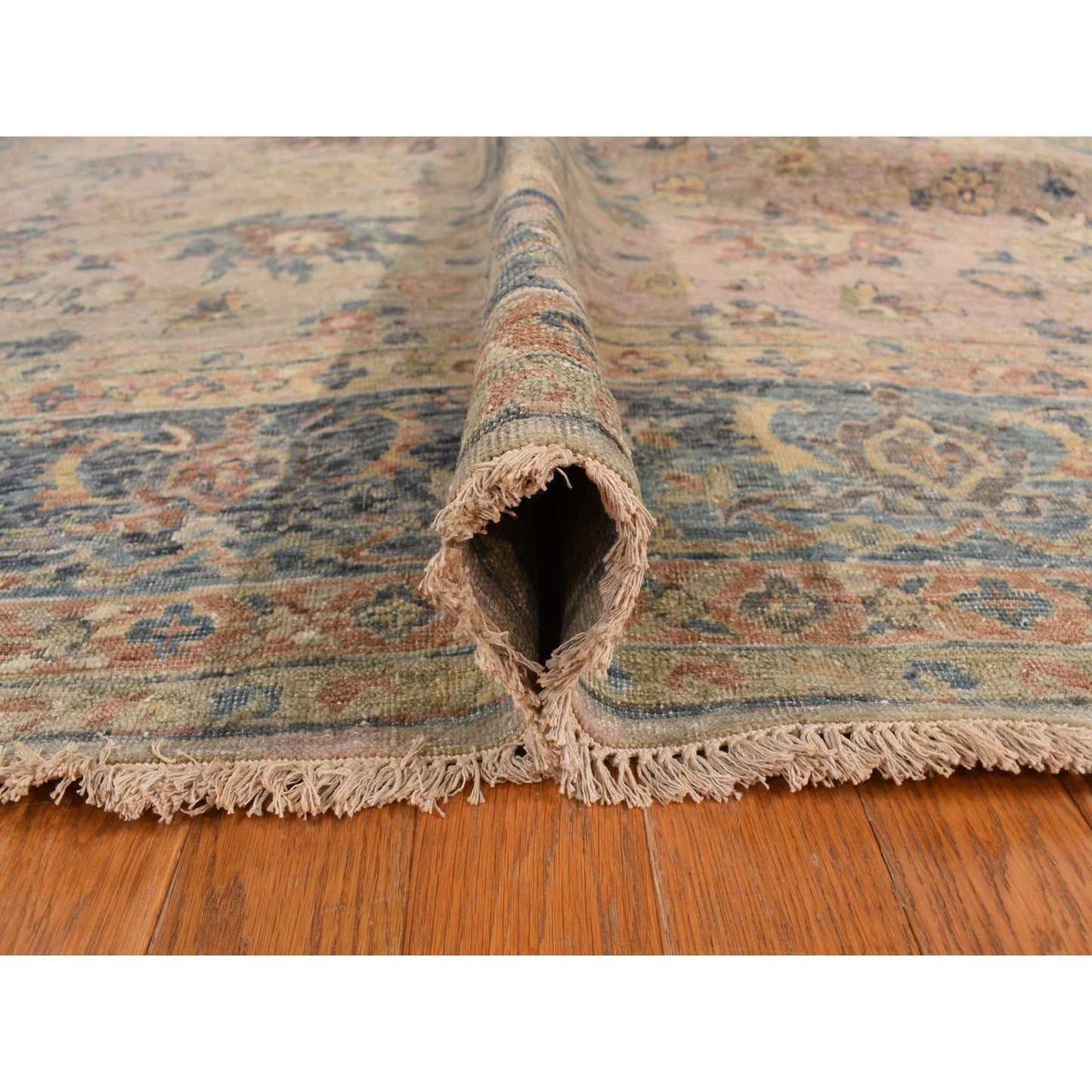 9'X11'9" Beaver Brown Antiqued Ziegler Mahal Design Wool Hand Knotted Rug