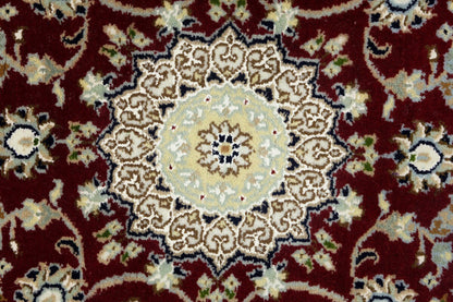 Small Hand-Knotted Red Floral Indo-Nain Oriental