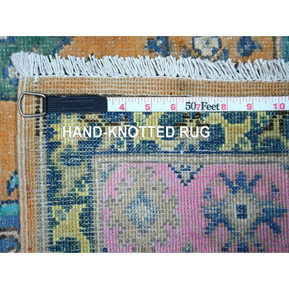 4'X5'9" Apricot Orange Vibrant Fusion Kazak All Natural Wool Oriental Rug