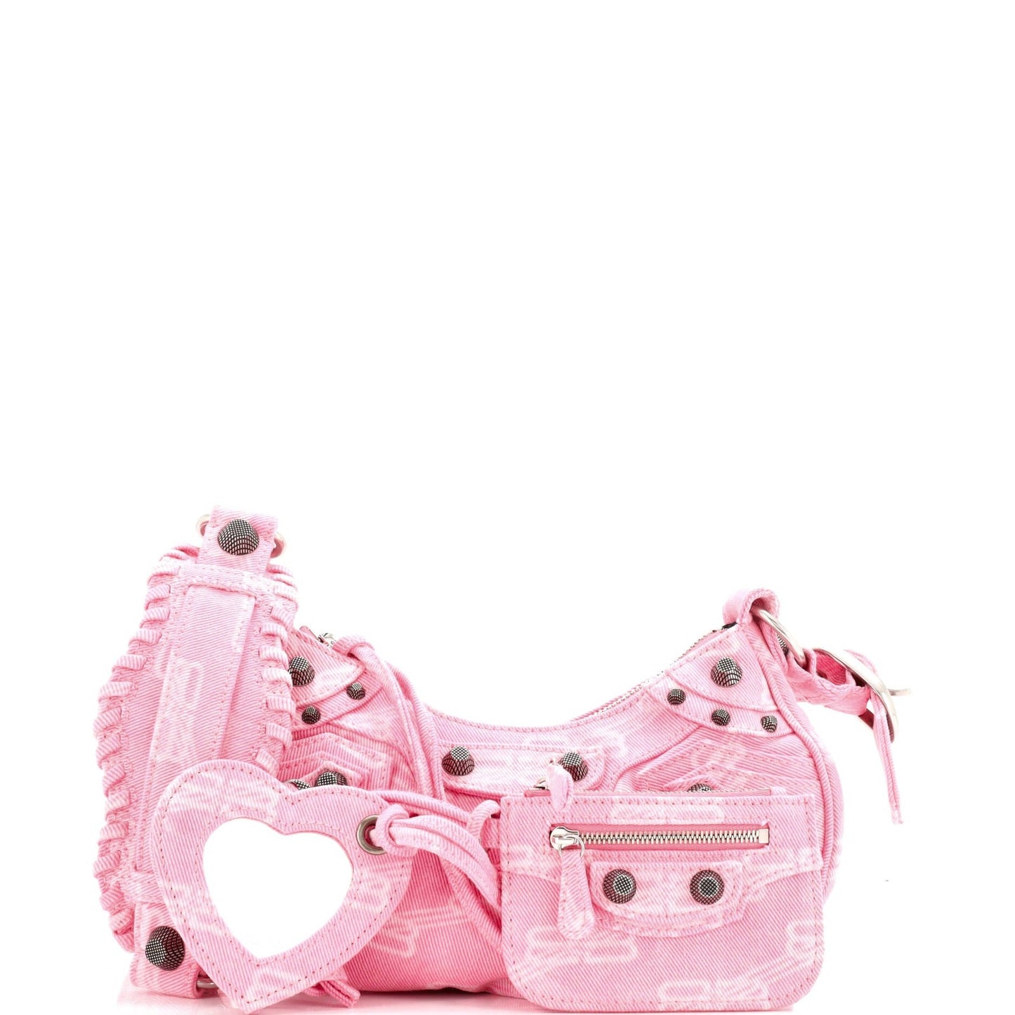 Balenciaga Le Cagole Giant Studs Shoulder Bag Bb Denim Xs