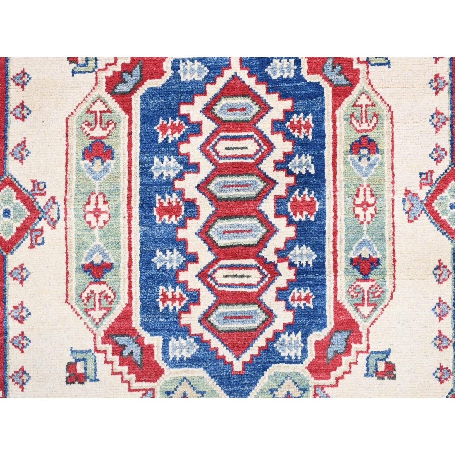5'3"X19'9" Blue Hand Knotted Wool Kazak Extra Wide And Long Runner Rug