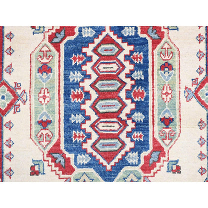 5'3"X19'9" Blue Hand Knotted Wool Kazak Extra Wide And Long Runner Rug