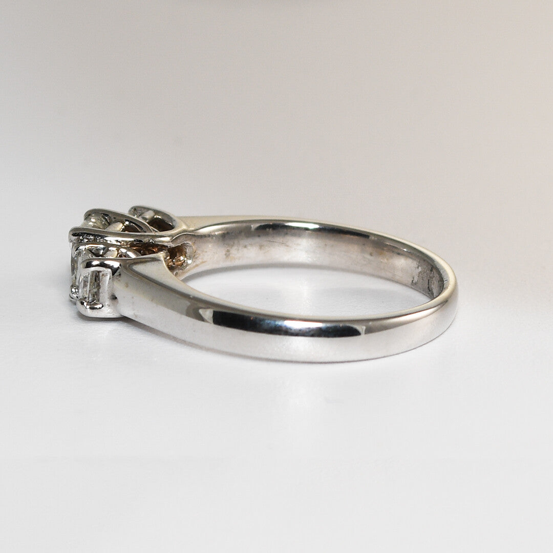 14K White Gold Three-Stone Diamond Engagement