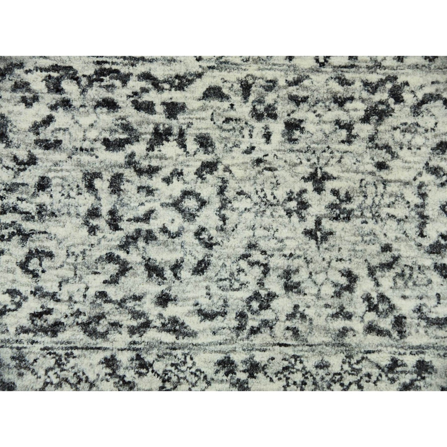 8'X9'10" White Undyed 100% Wool Hand Knotted Mamluk Dynasty Design Rug