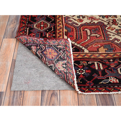8'3"X12' Red And Ivory Spandrels Shiny Wool Hand Knotted Zoroastrian Rug