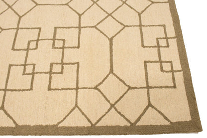 Cream Geometric Design Hand-Tufted Modern Wool