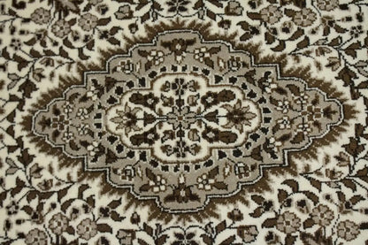 ft Hand-Knotted Kirman Square Rug Plush Wool Oriental Carpet Floral Design 5X5