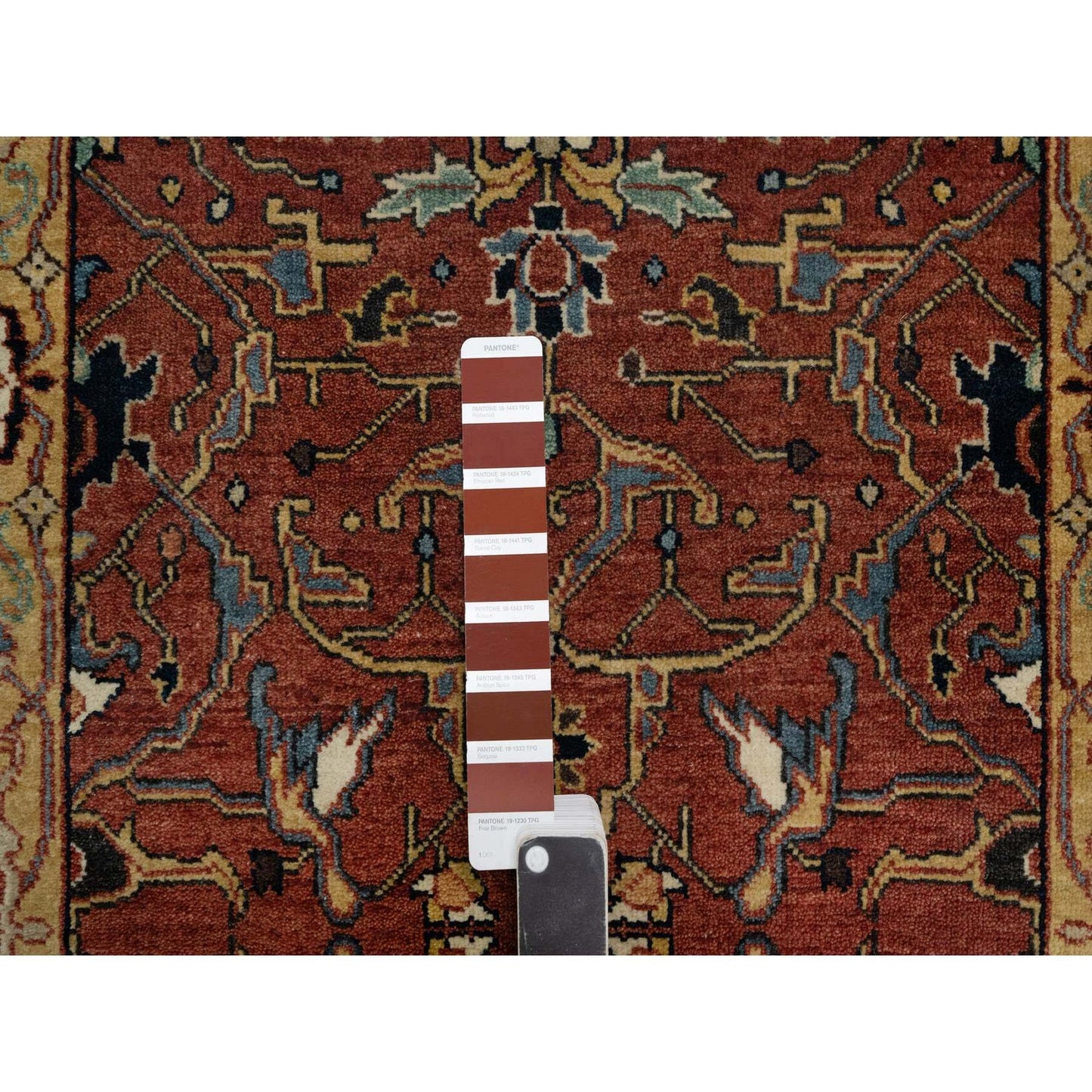 2'6"X6'1" Red Antiqued Fine Heris Recreation Hand Knotted Wool Runner Rug