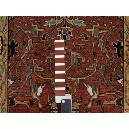 2'6"X6'1" Red Antiqued Fine Heris Recreation Hand Knotted Wool Runner Rug