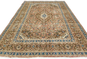 Distressed Vintage Wool Oriental Rug Muted Brown