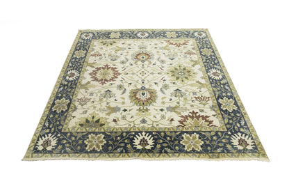 10X10 Ft Square Handmade Cream Floral Chobi
