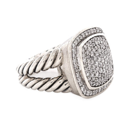 David Yurman Albion Ring Sterling Silver With Pave Diamonds 14Mm