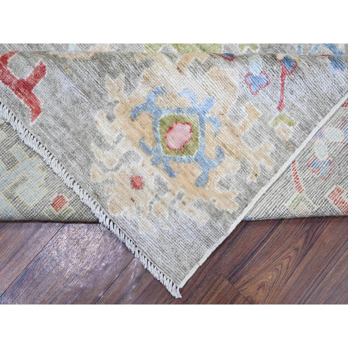 8'1"X10'8" Taupe Afghan Angora Oushak Soft Wool Hand Knotted Oriental Rug