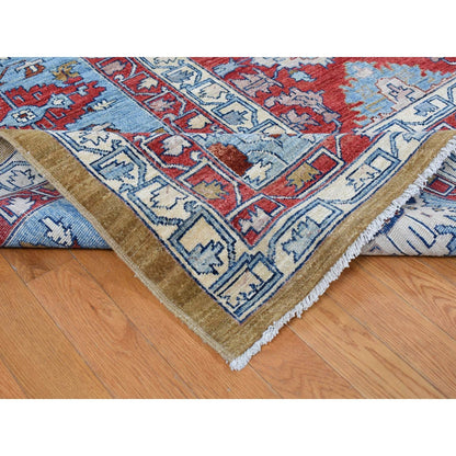 9'10"X13'10" Green Geometric Bookshaish Design Hand Knotted Pure Wool Rug