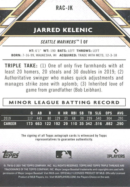 Jarred Kelenic 2021 Topps Autographed Rookie Card #1/25