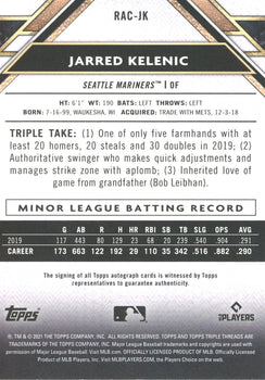 Jarred Kelenic 2021 Topps Autographed Rookie Card #1/25