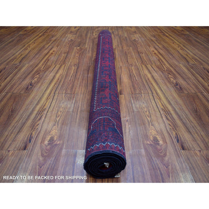 5'5"X7'8" Deep Red Afghan Khamyab Soft And Shiny Wool Hand Knotted Rug